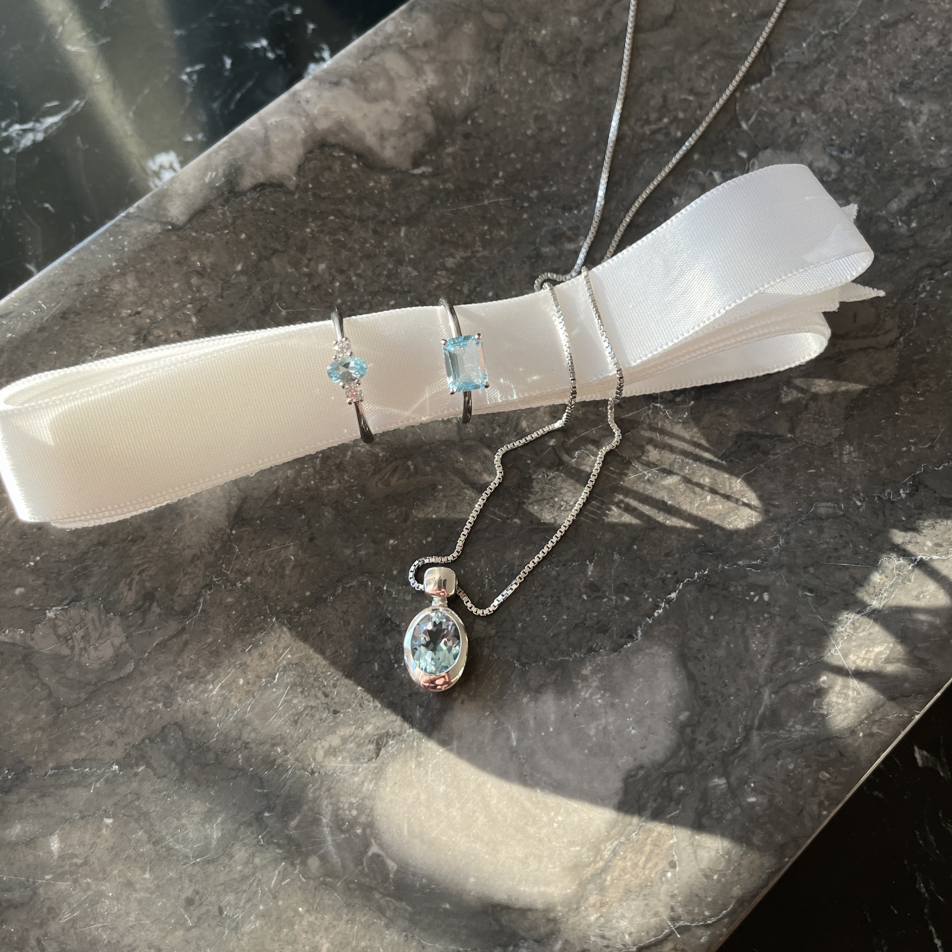 Sølv Blå Sten Halskæde