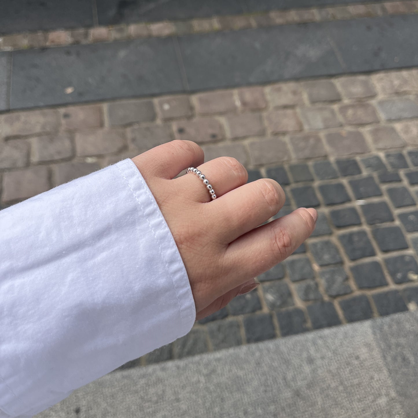 Sølv Kugle Ring