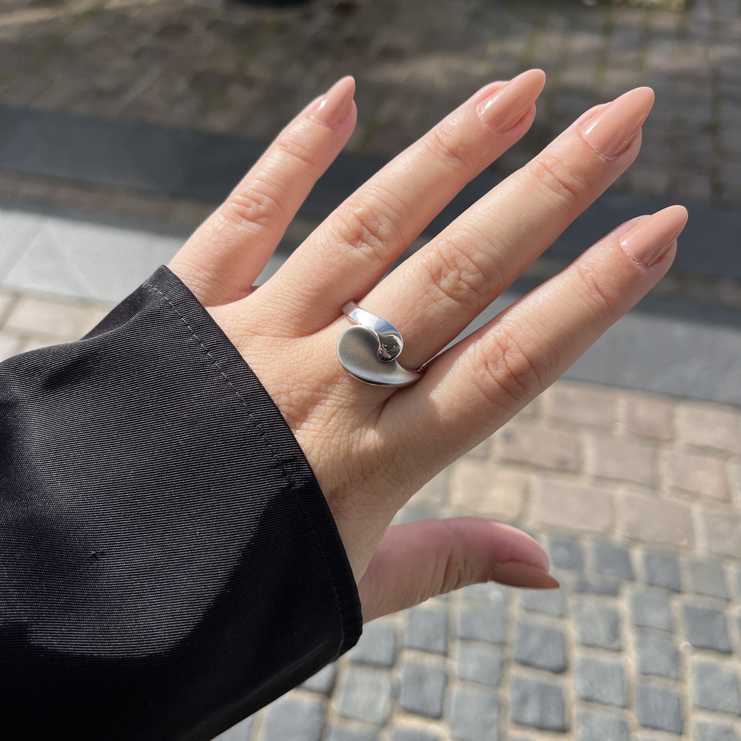 Sølv Mat og Blank Duo Ring