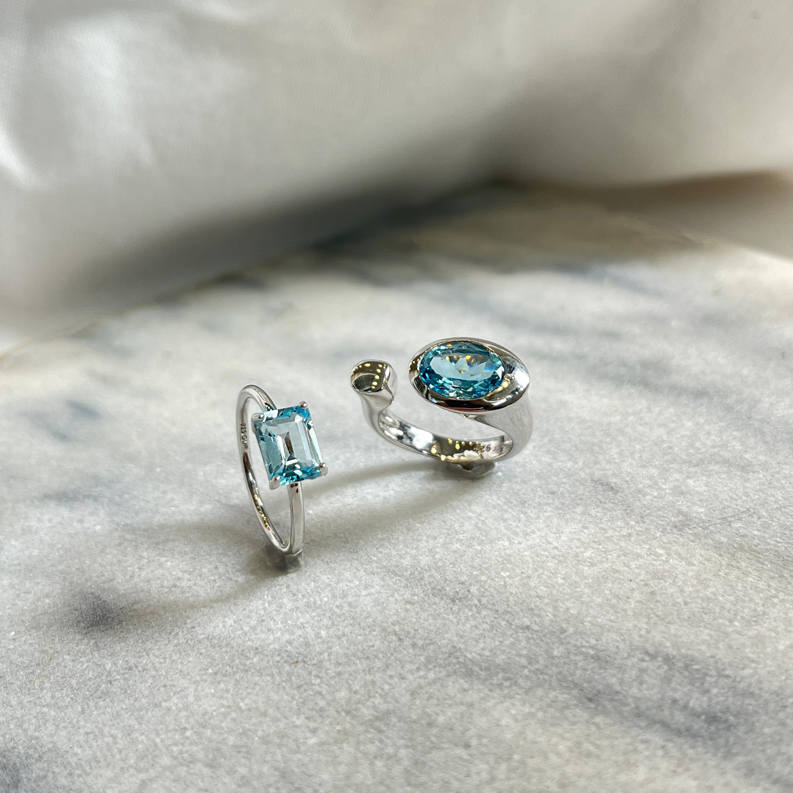 Sølv Oval Åben Ring