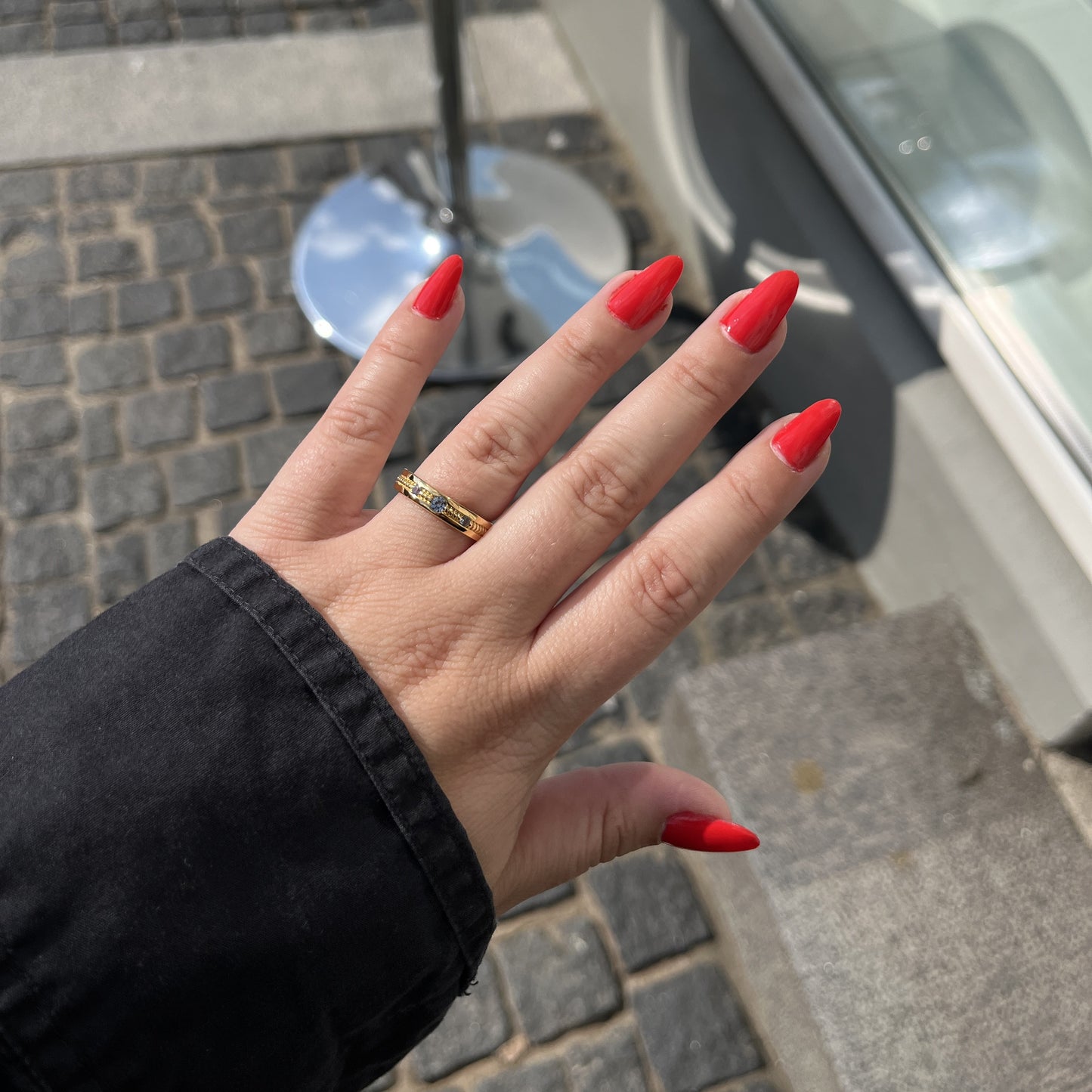 Forgyldt Bred Kugle Ring
