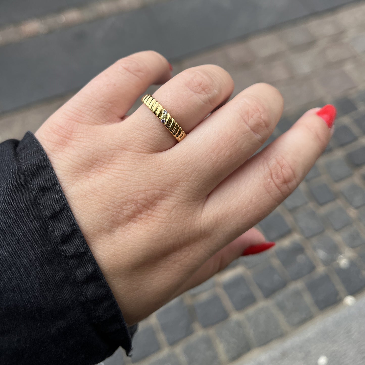 Forgyldt Rillet Ring