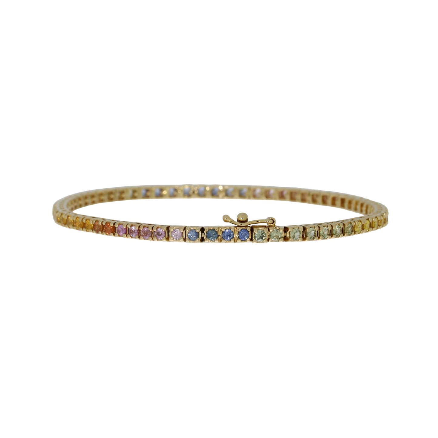 14 Karat Regnbue Safir Tennisarmbånd 2,01 ct.
