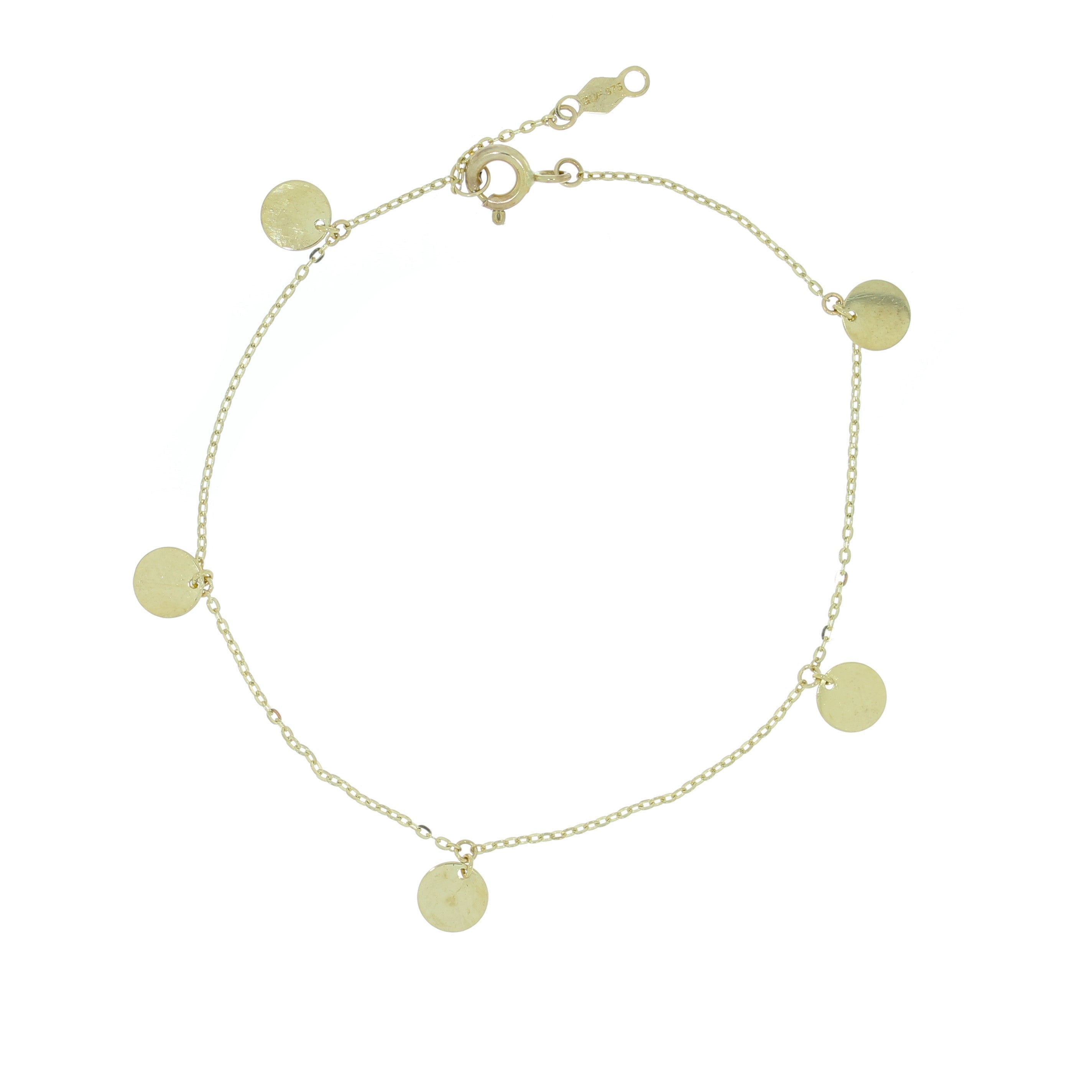 9 karat guldarmbånd med plade vedhæng