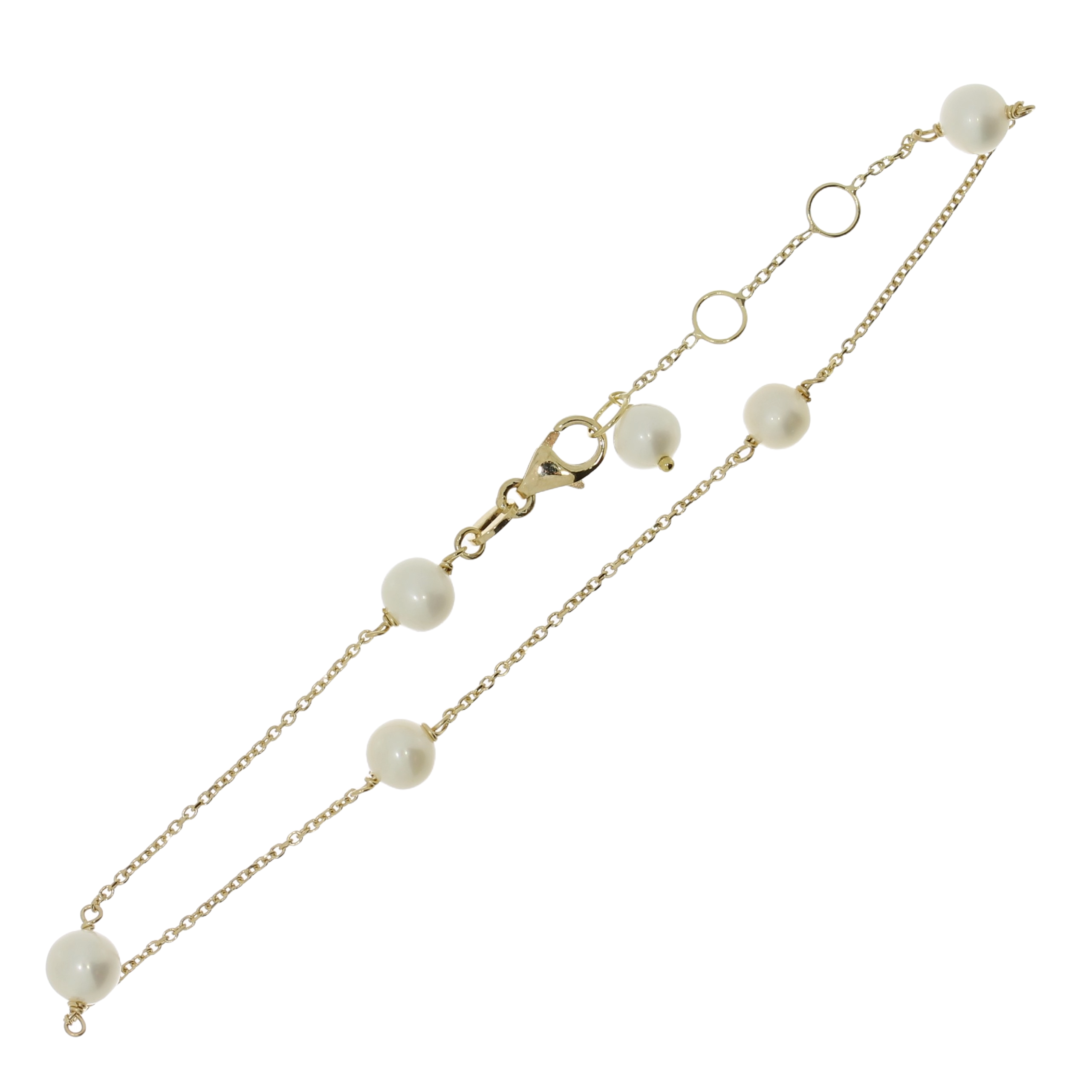 9 karat guldarmbånd med ferskavandsperler