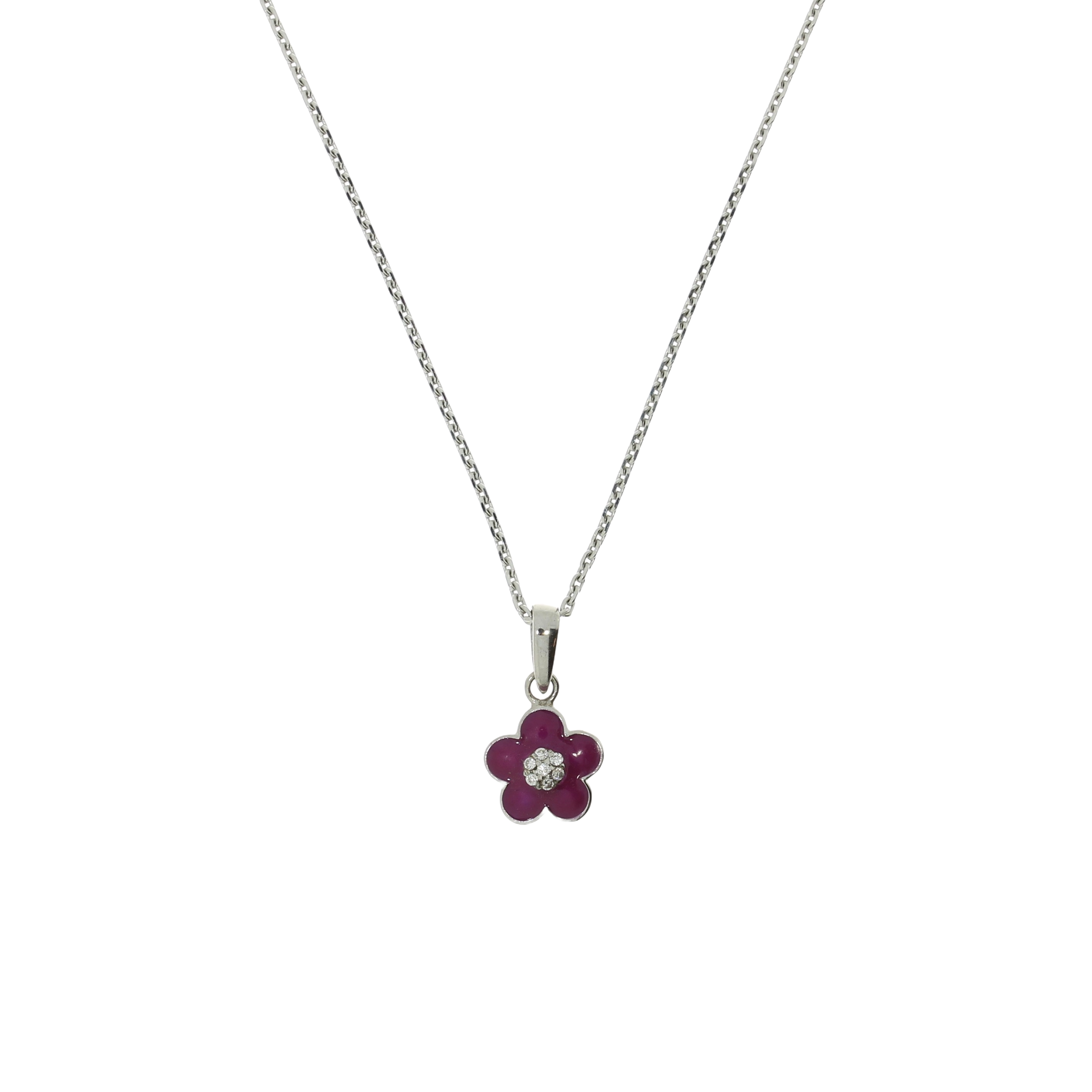 Sølv Lilla Blomst Halskæde