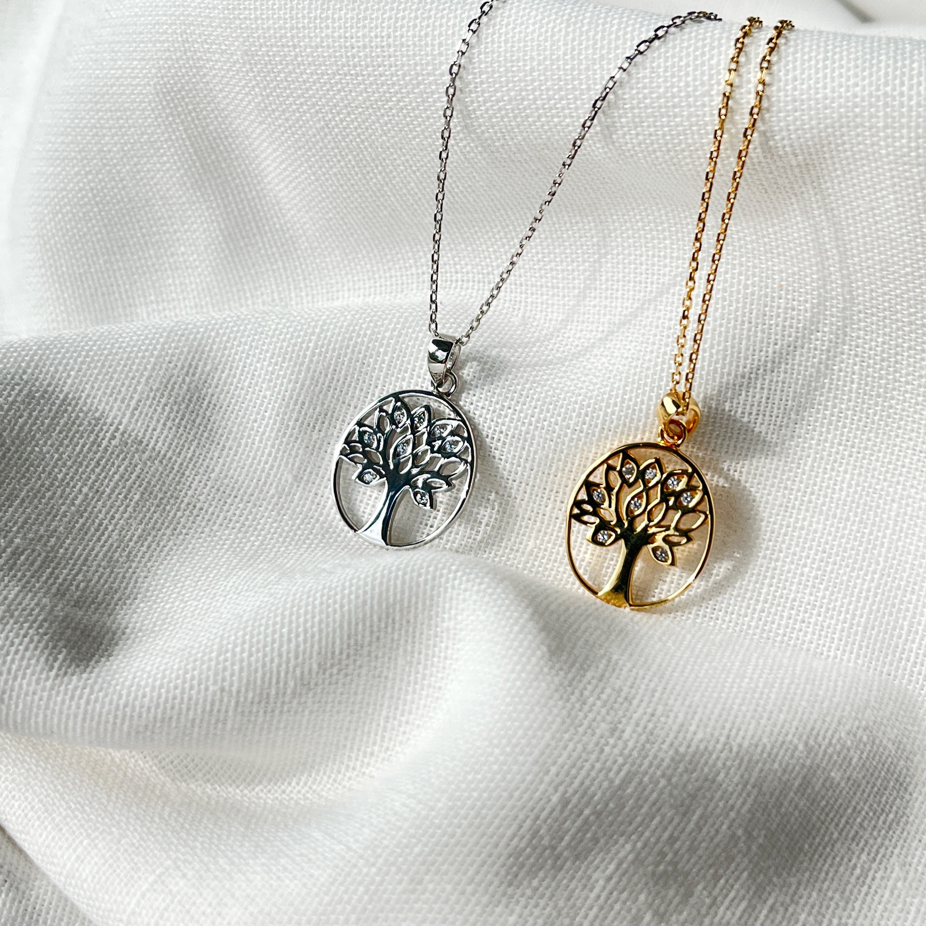 Sølv Livets Træ Halskæde