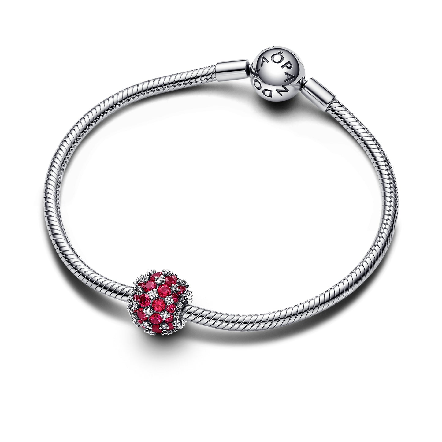 Funklende Pavé Rundt Pink Charm