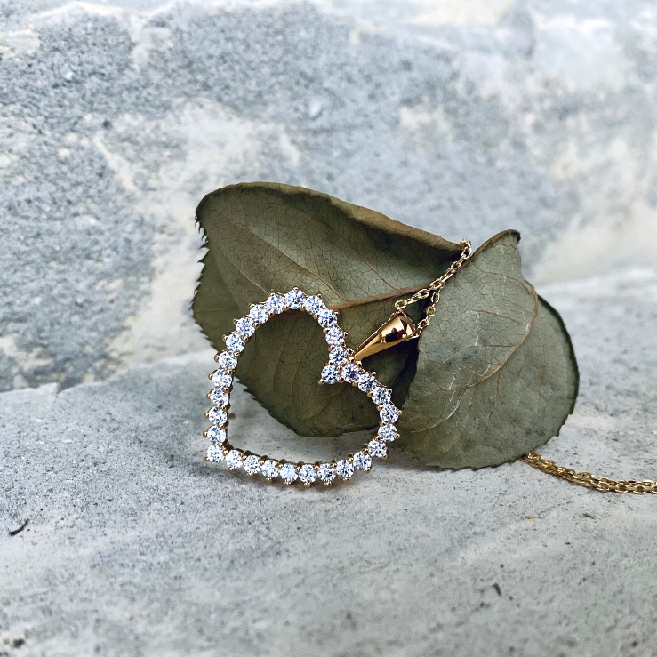 Forgyldt Funklende Maxi Hjerte Halskæde