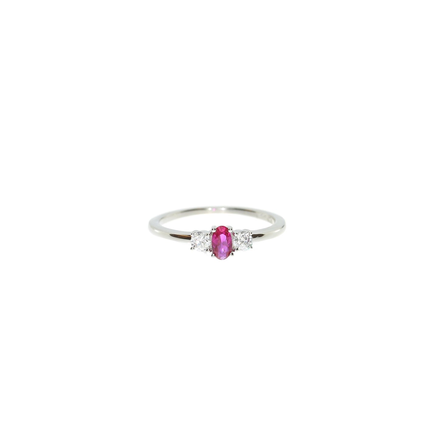 Sølv Rød Tre-stens ring