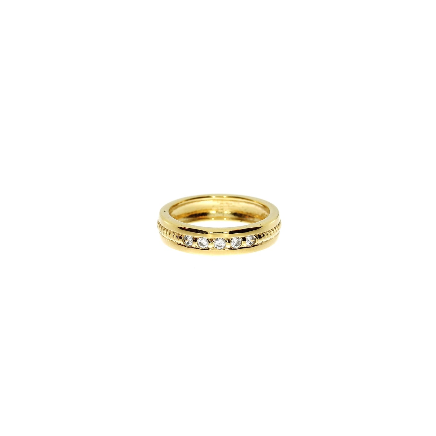 Forgyldt Bred Kugle Fem-Stens Ring