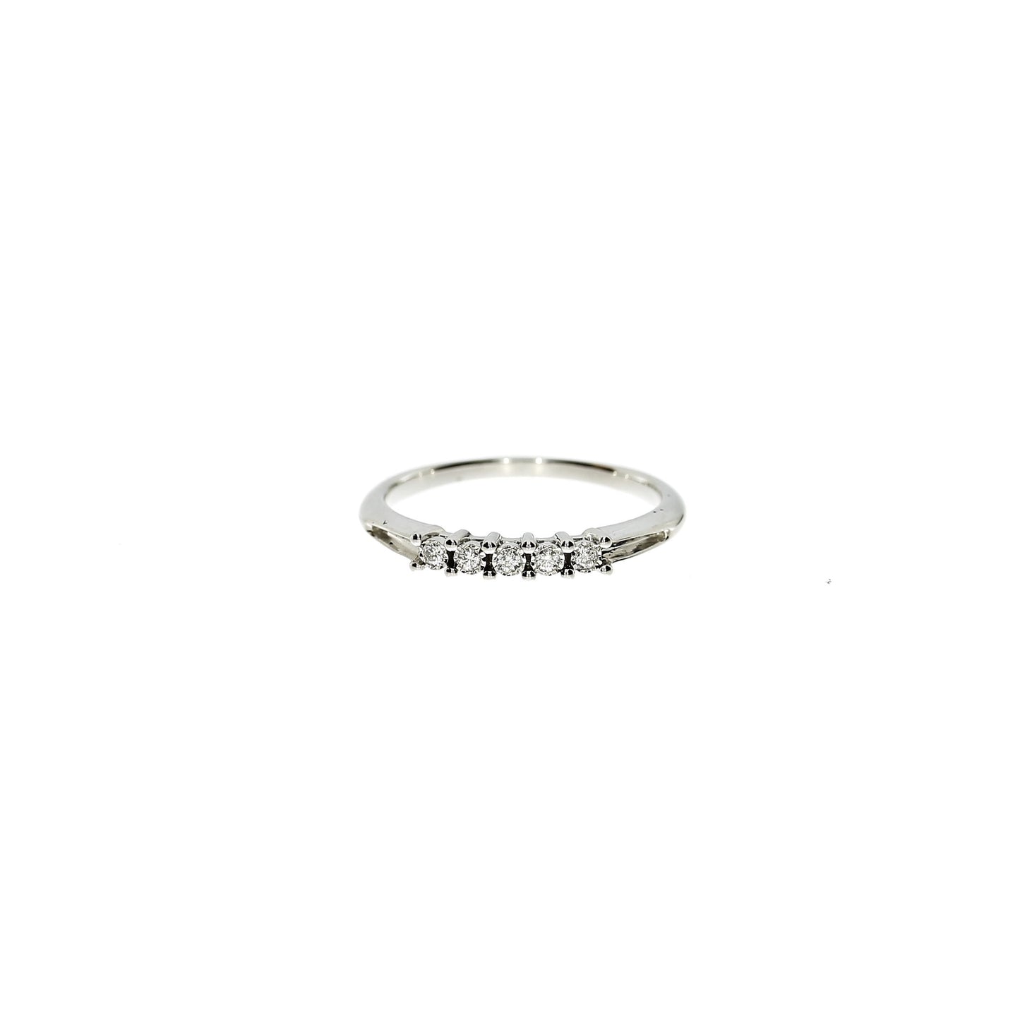 14 Karat Hvidguld 5 sten Række Ring