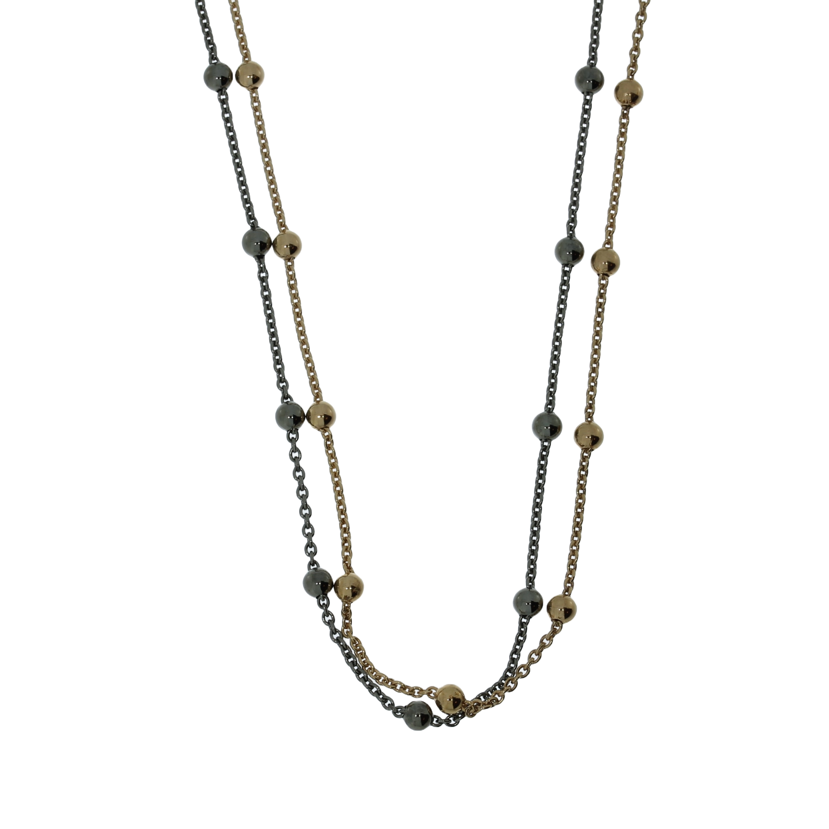 Forgyldt og Oxyderet Dobbelt Kuglekæde