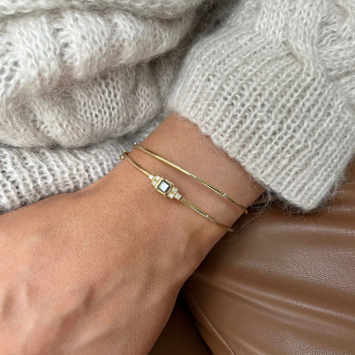 Raw Diamant armring - 18kt Rødguld