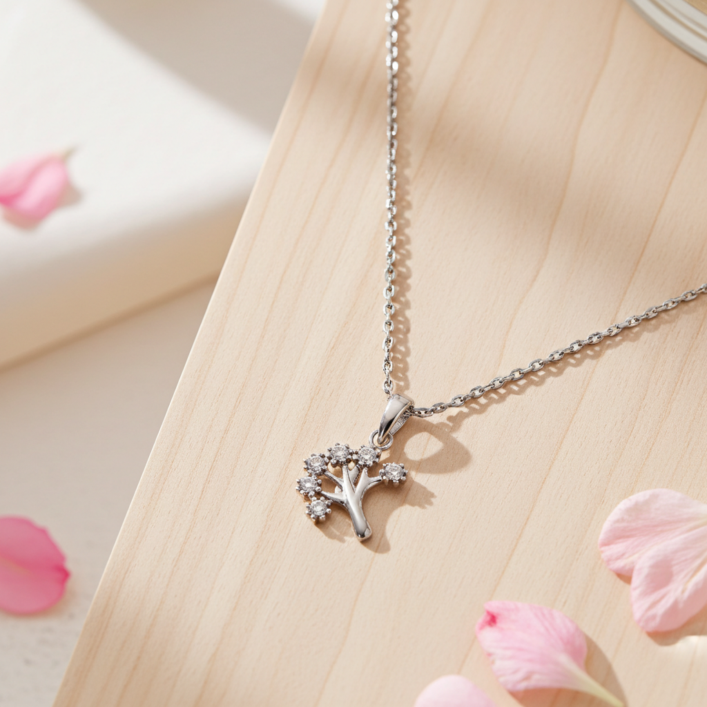 Sølv Livets Træ Halskæde