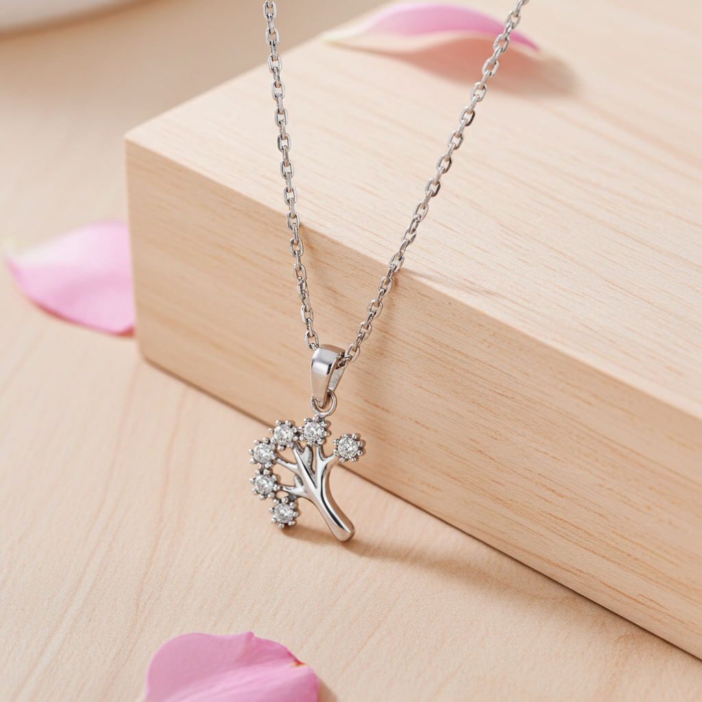 Sølv Livets Træ Halskæde