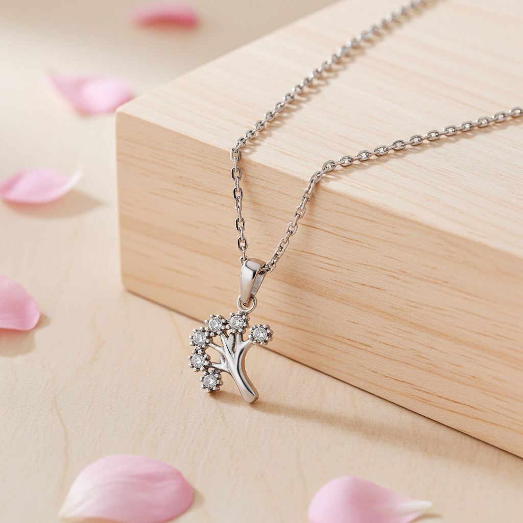 Sølv Livets Træ Halskæde