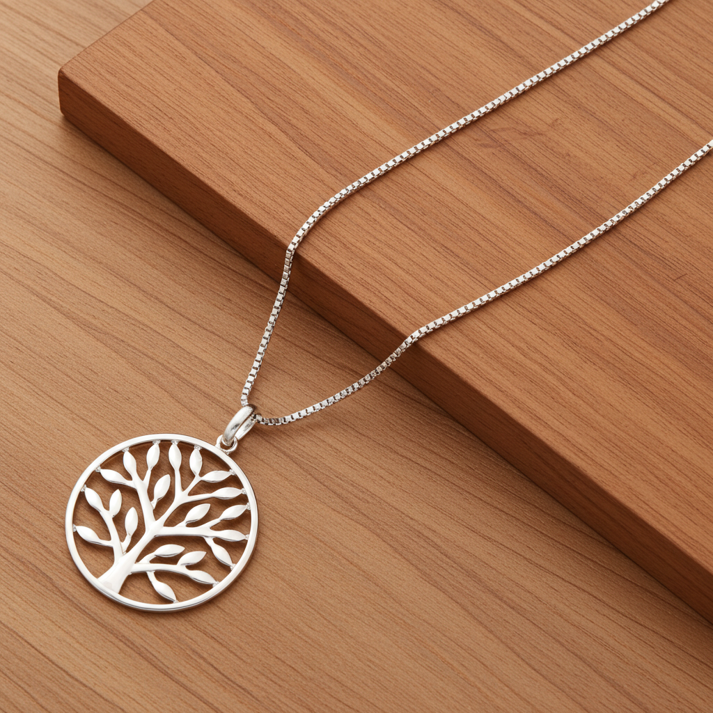 Sølv Mega Livets Træ Halskæde