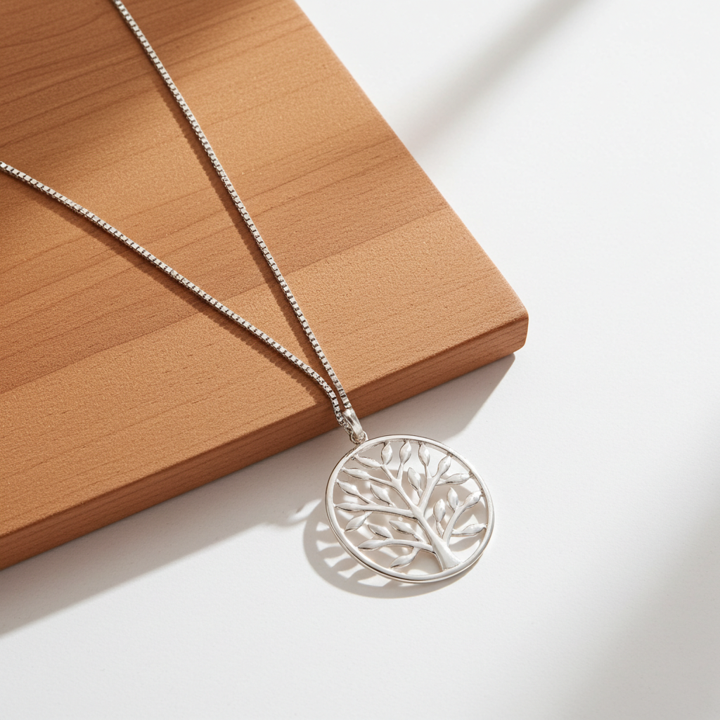 Sølv Mega Livets Træ Halskæde