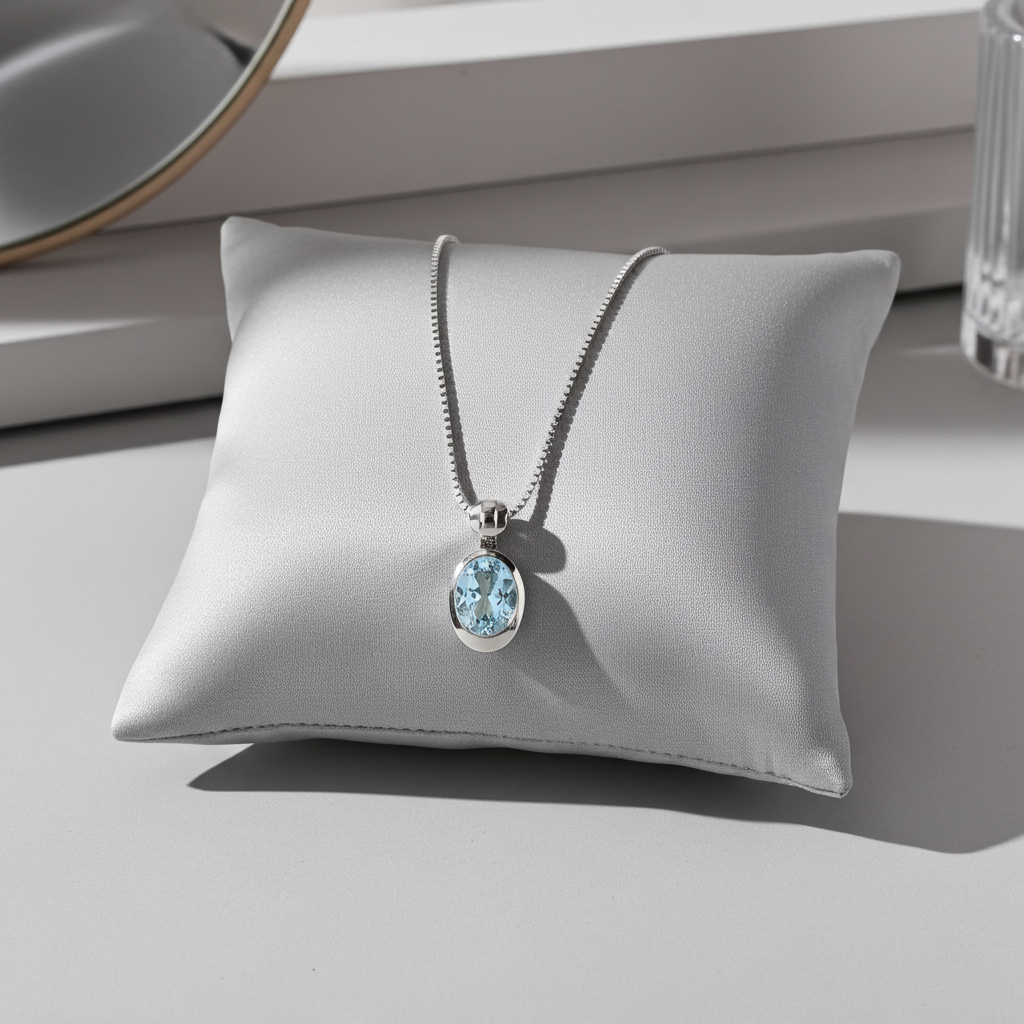 Sølv Blå Sten Halskæde