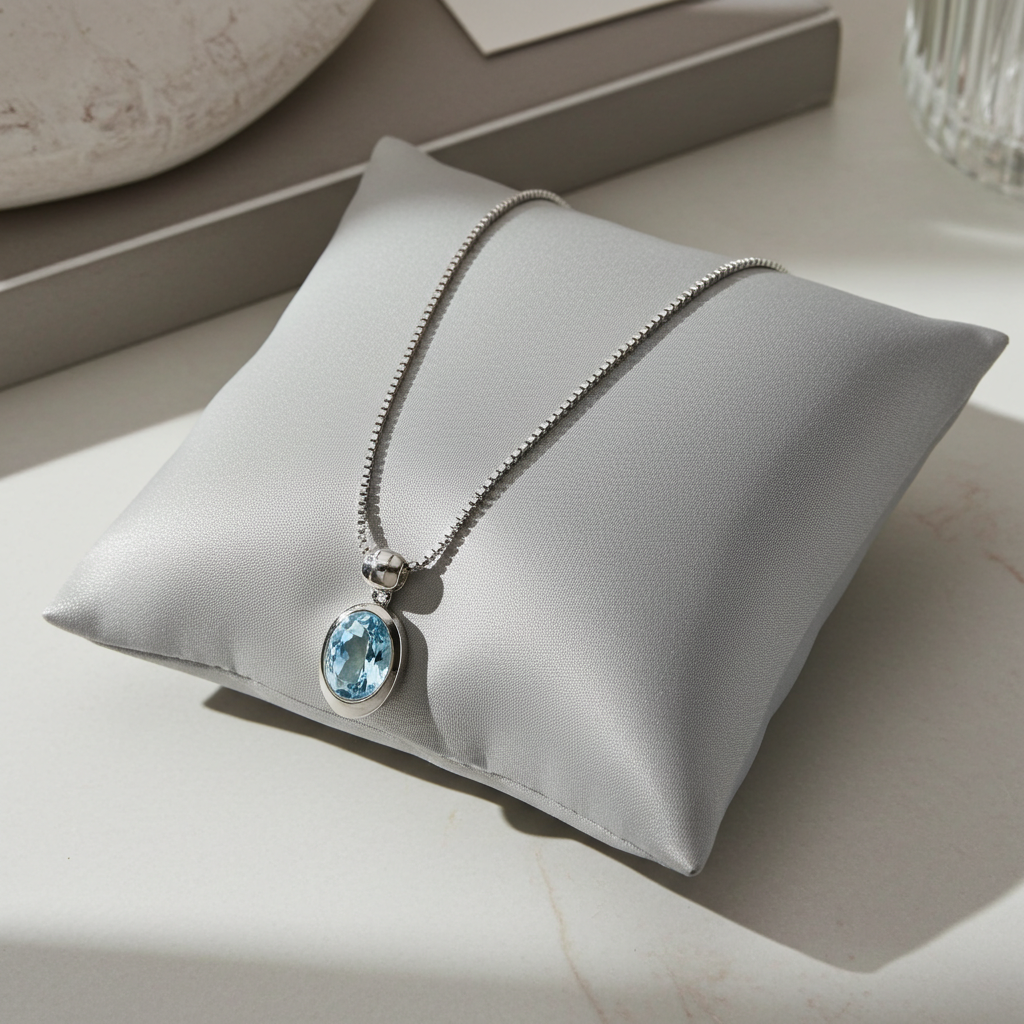 Sølv Blå Sten Halskæde
