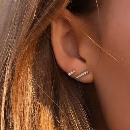 Square Diamant ørestik M - 18kt Rødguld