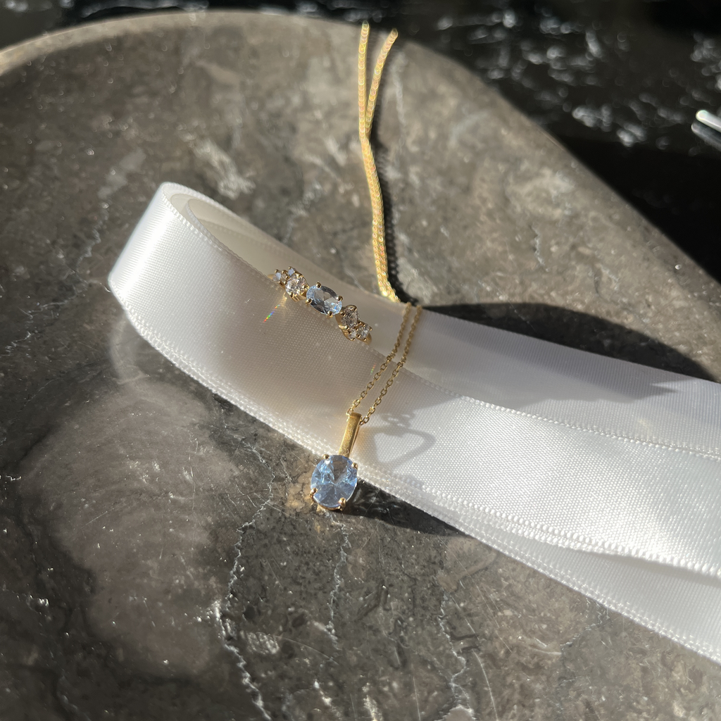 Forgyldt Havblå Spinel Halskæde