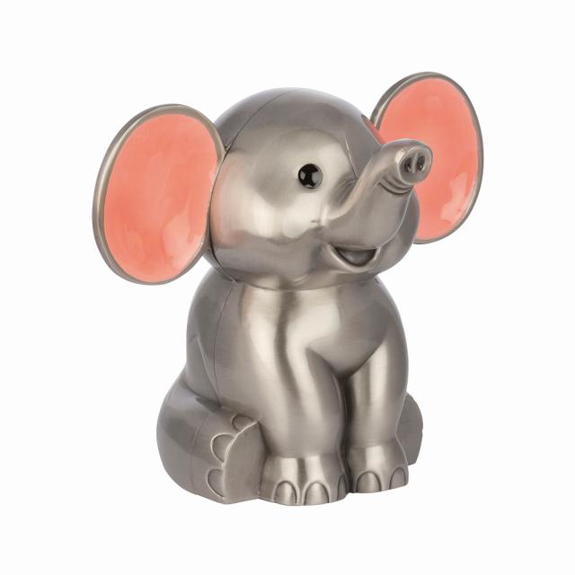 Fortinnet sparegris elefant m. lyserøde ører