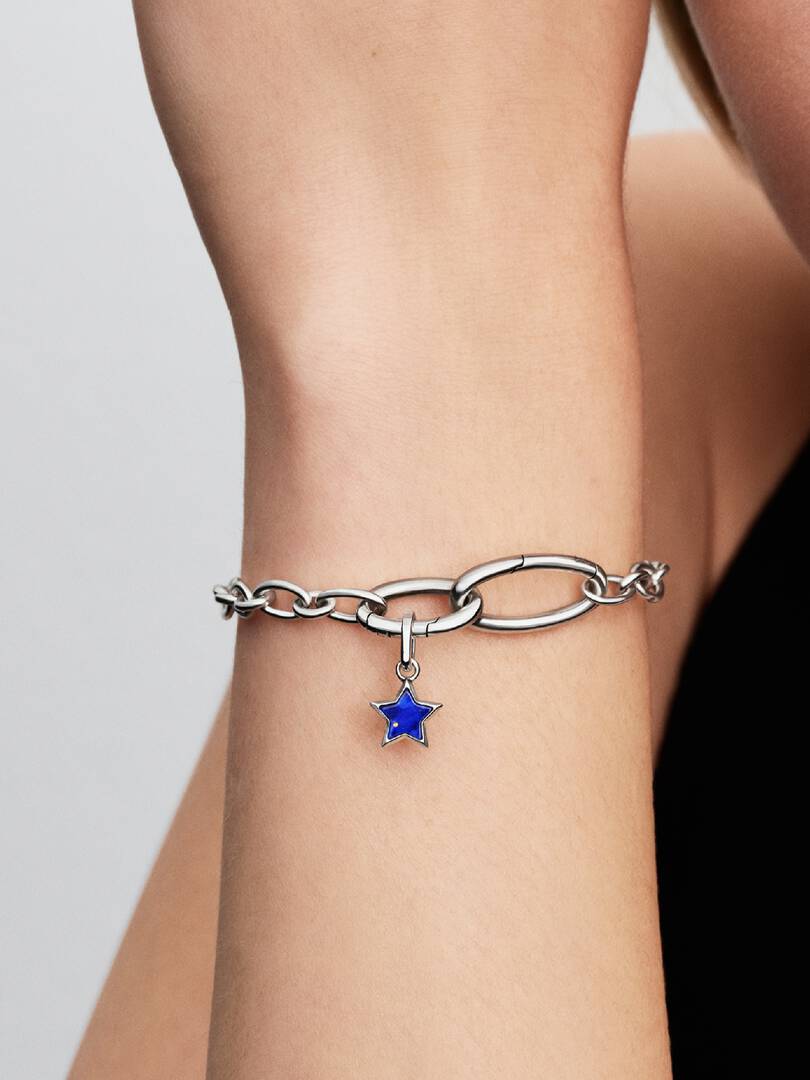 Blå Stjerne Mini Charm med Vedhæng