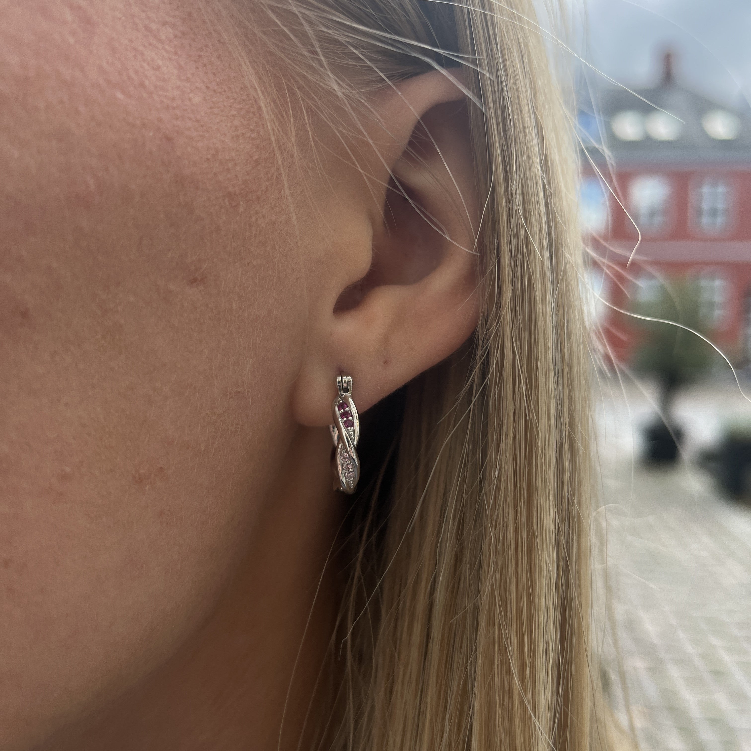 Sølv Multifarvet Snoede Creoler