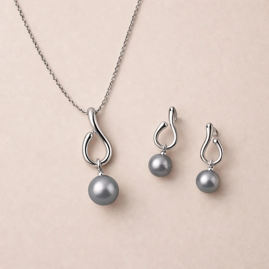 Sølv Grå Ferskvandsperle Halskæde