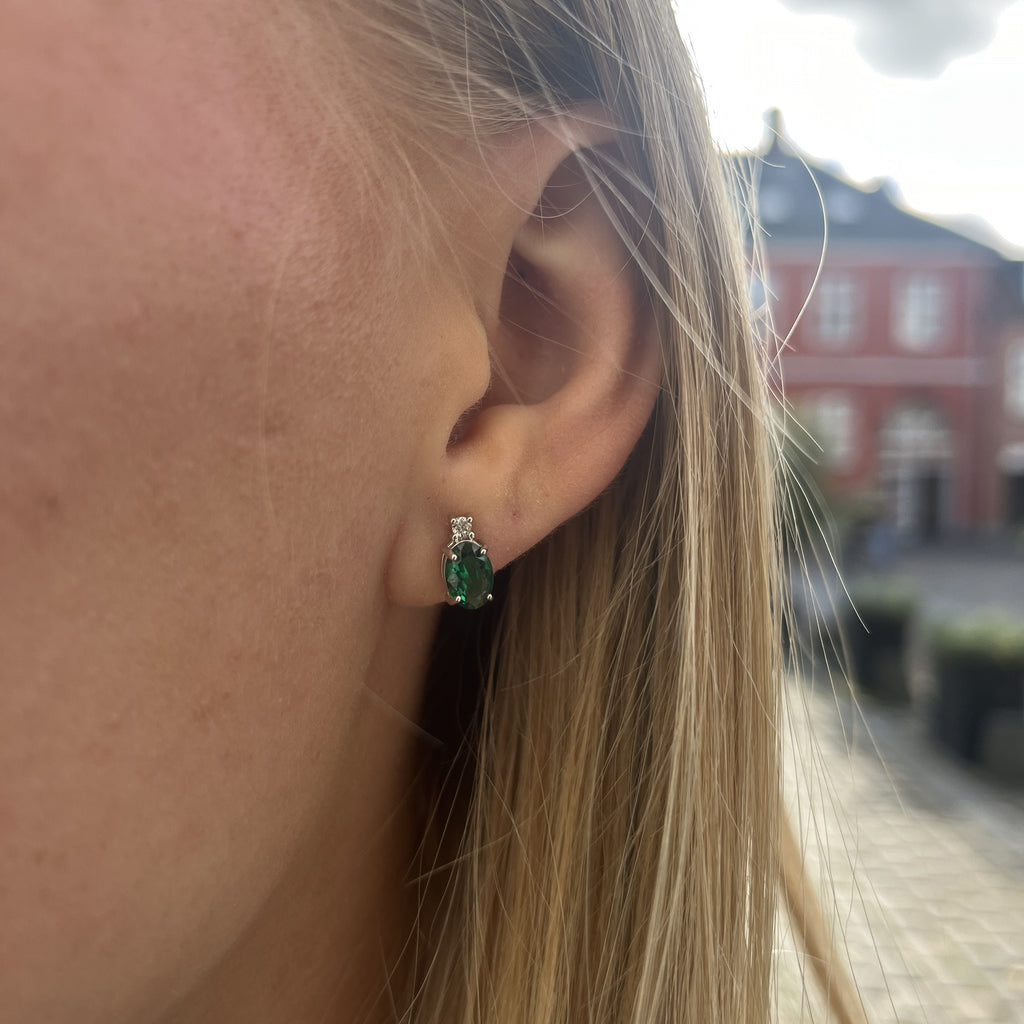 Sølv Grøn Sten Ørestikker