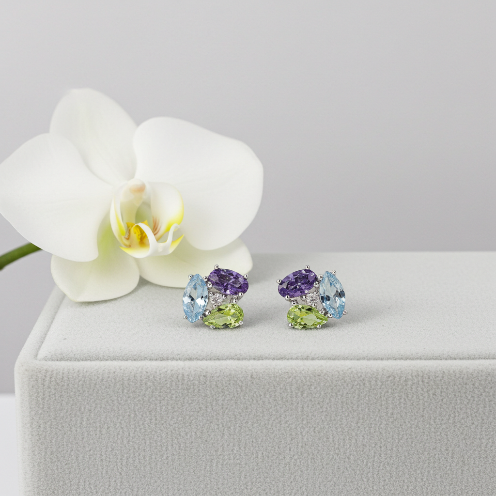 Sølv Multifarvet Ørestikker