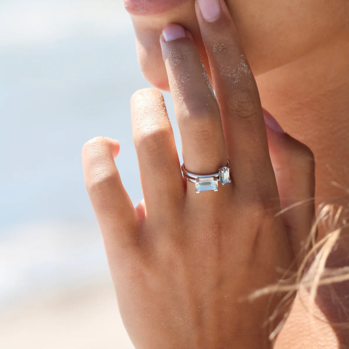 Nord Blue ring - 18kt Hvidguld