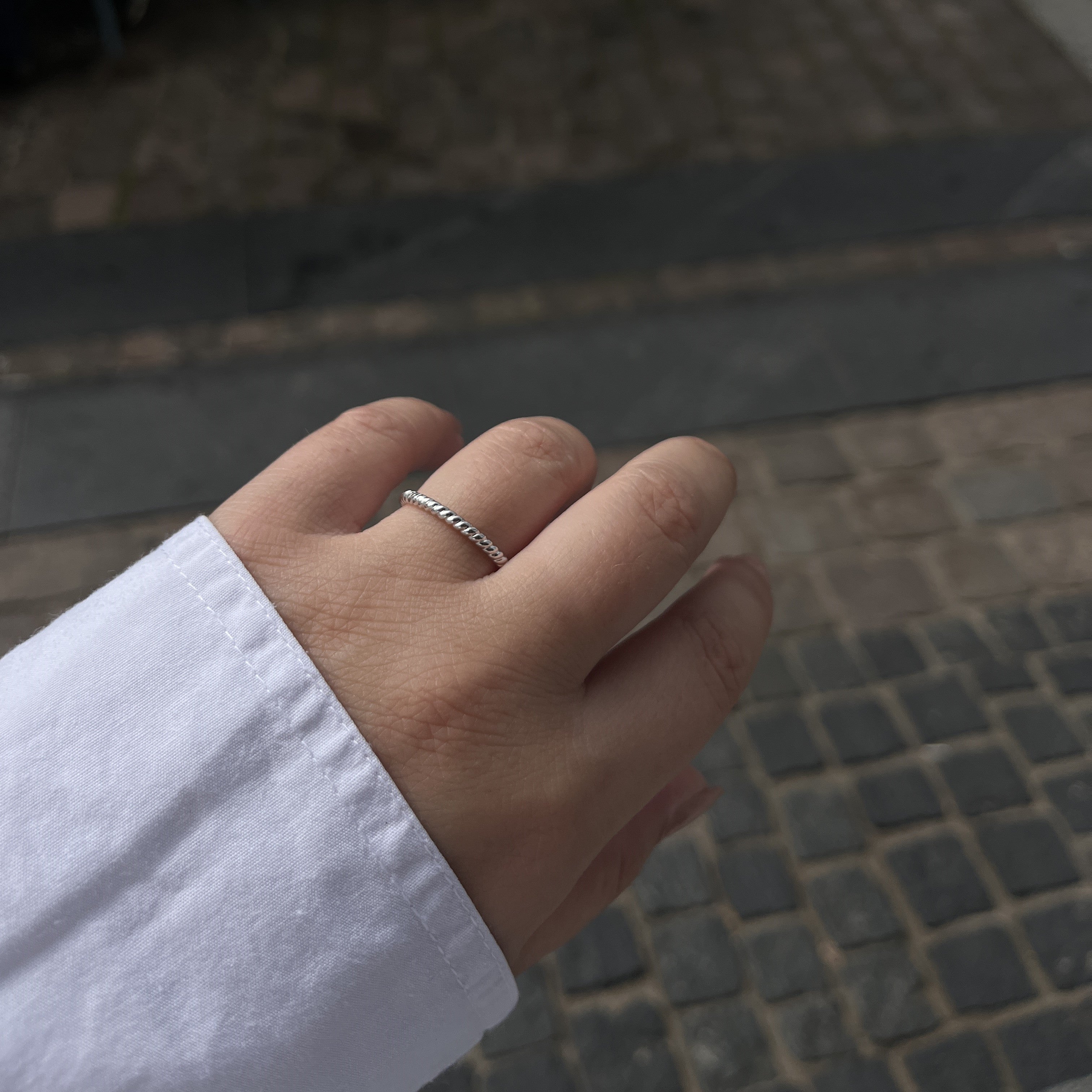 Sølv Snoet Stack Ring