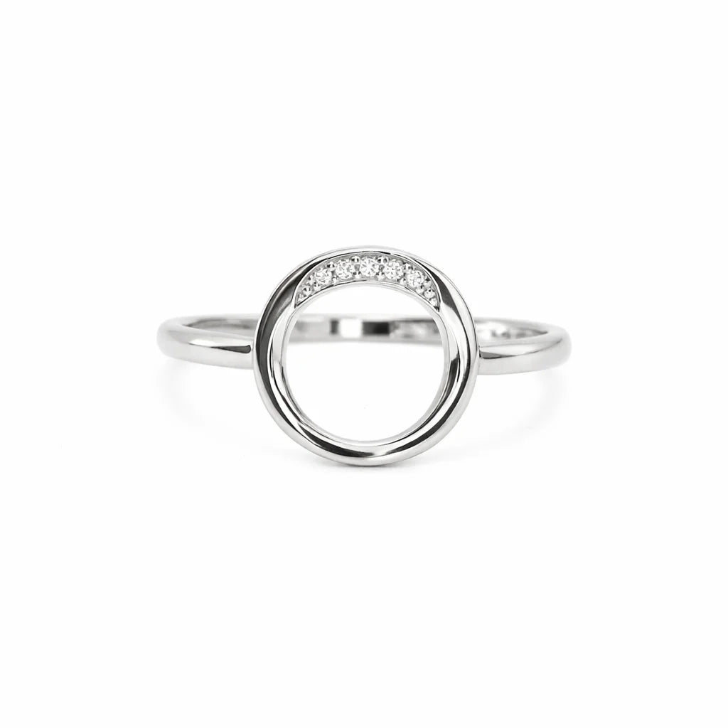 Sølv Buet Cirkel Ring