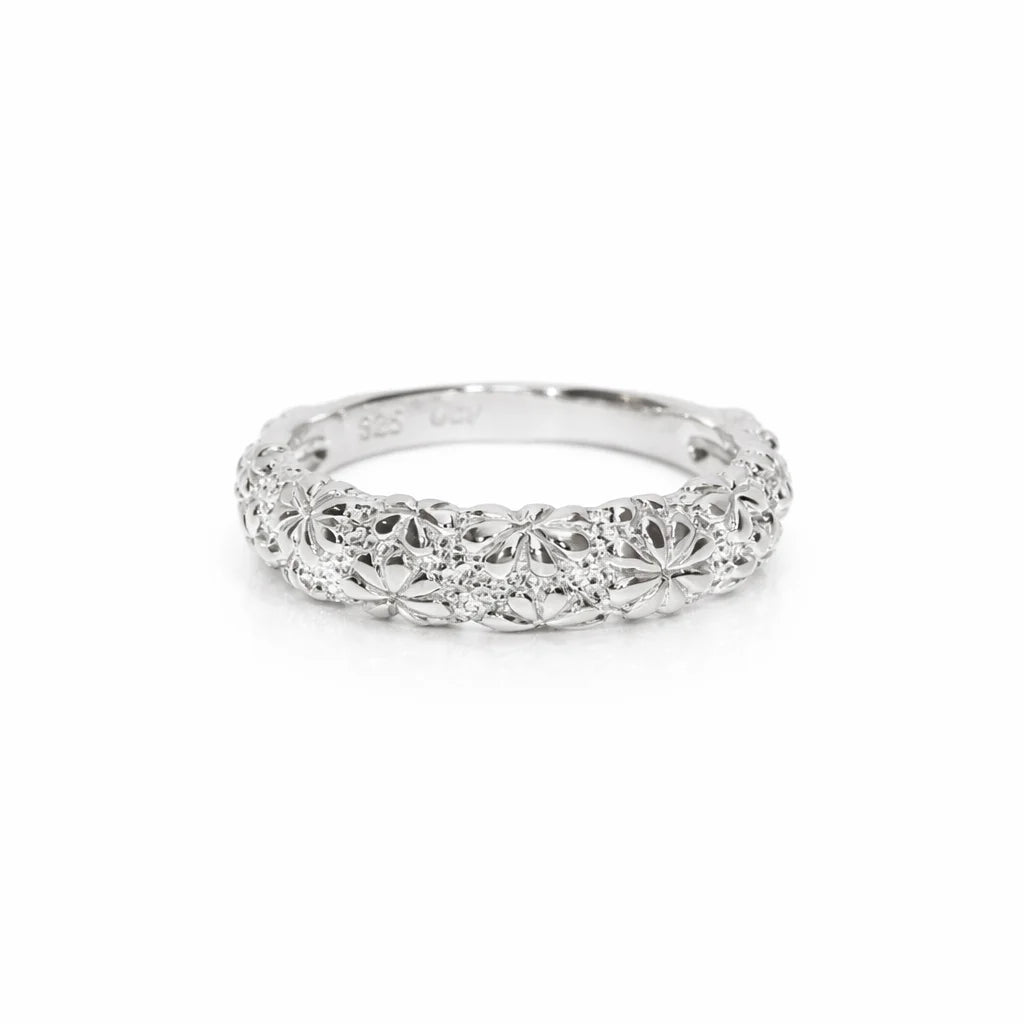 Sølv Mat Blomster Ring