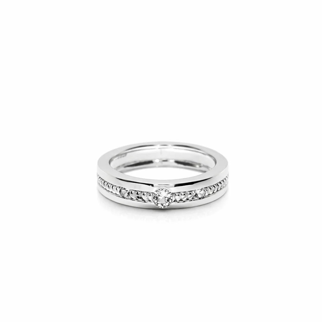 Sølv Bred Kugle Ring