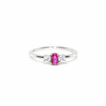 Sølv Rød Tre-stens ring