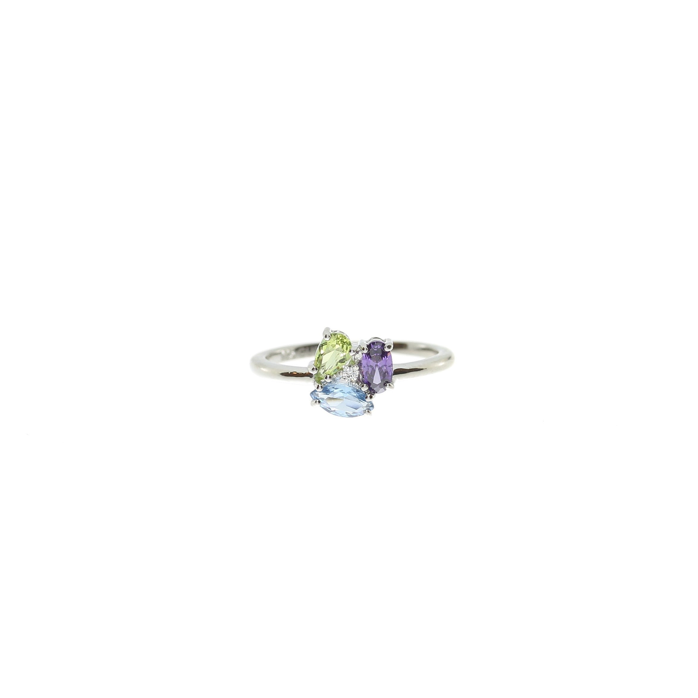 Sølv Multicolor Buket Ring