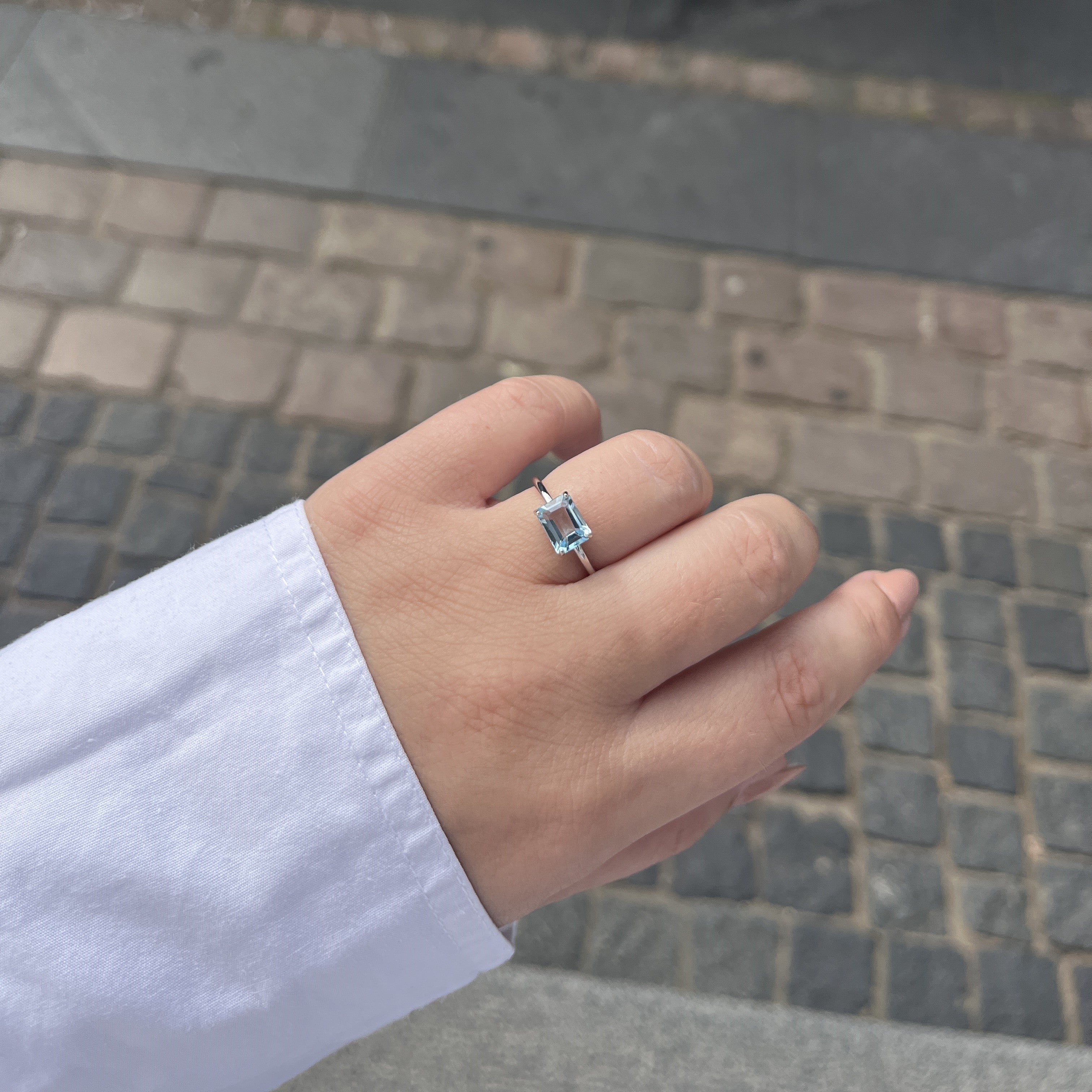 Sølv Firkantet Topas Ring