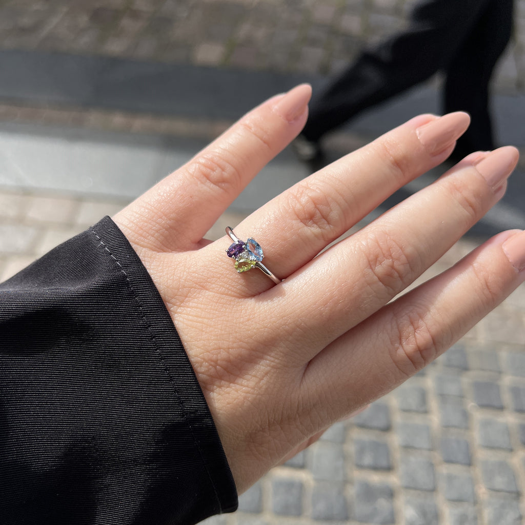 Sølv Multicolor Buket Ring