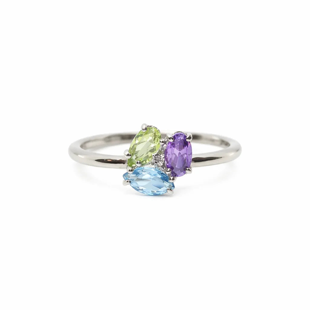 Sølv Multicolor Buket Ring