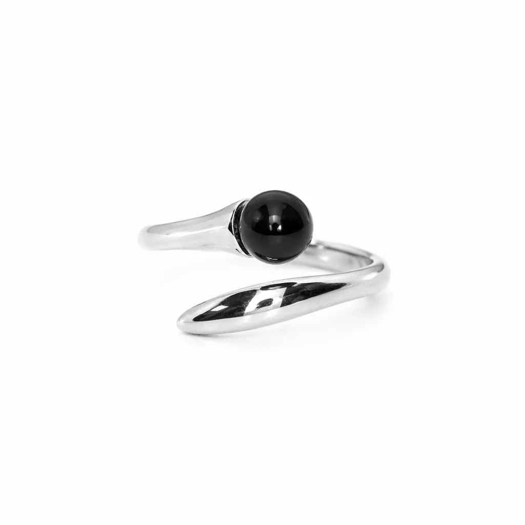 Sølv Sort Agat Ring