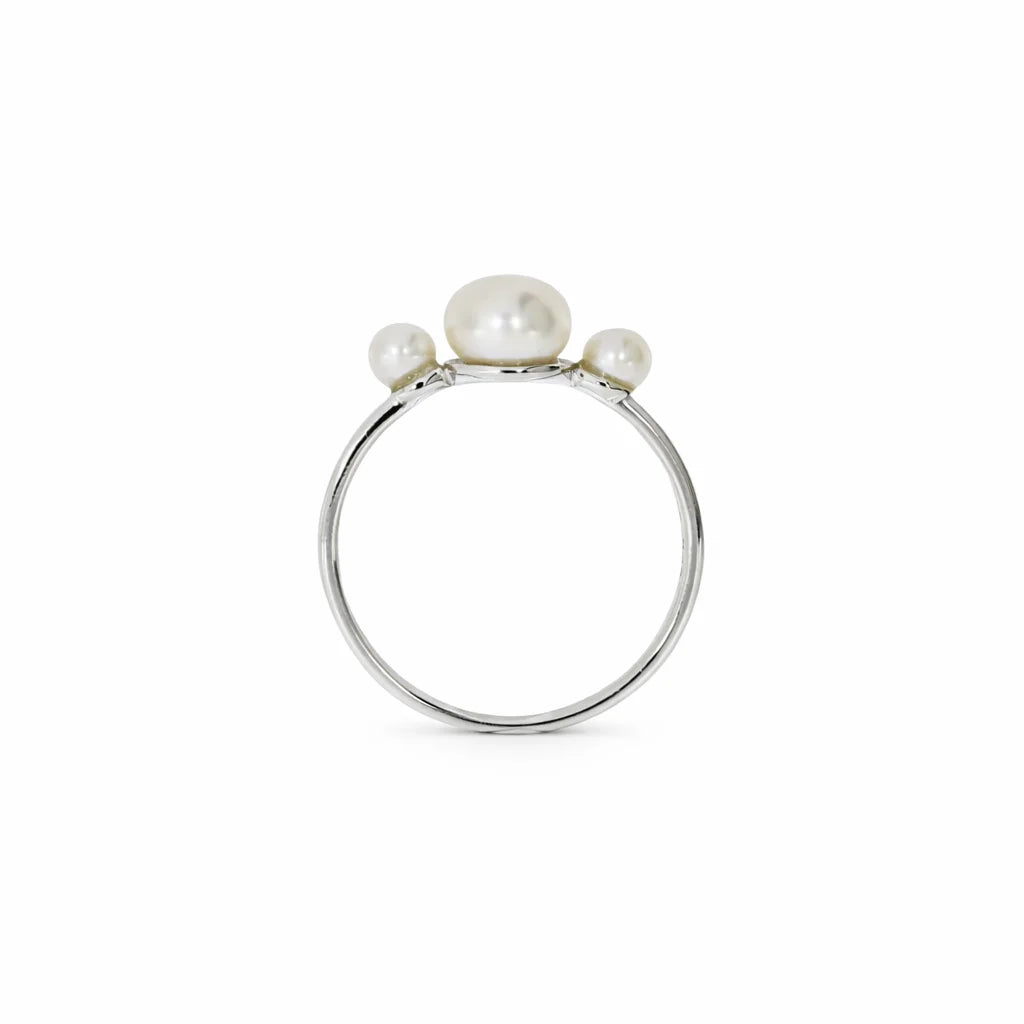 Sølv Ferskvandsperle Trio Ring