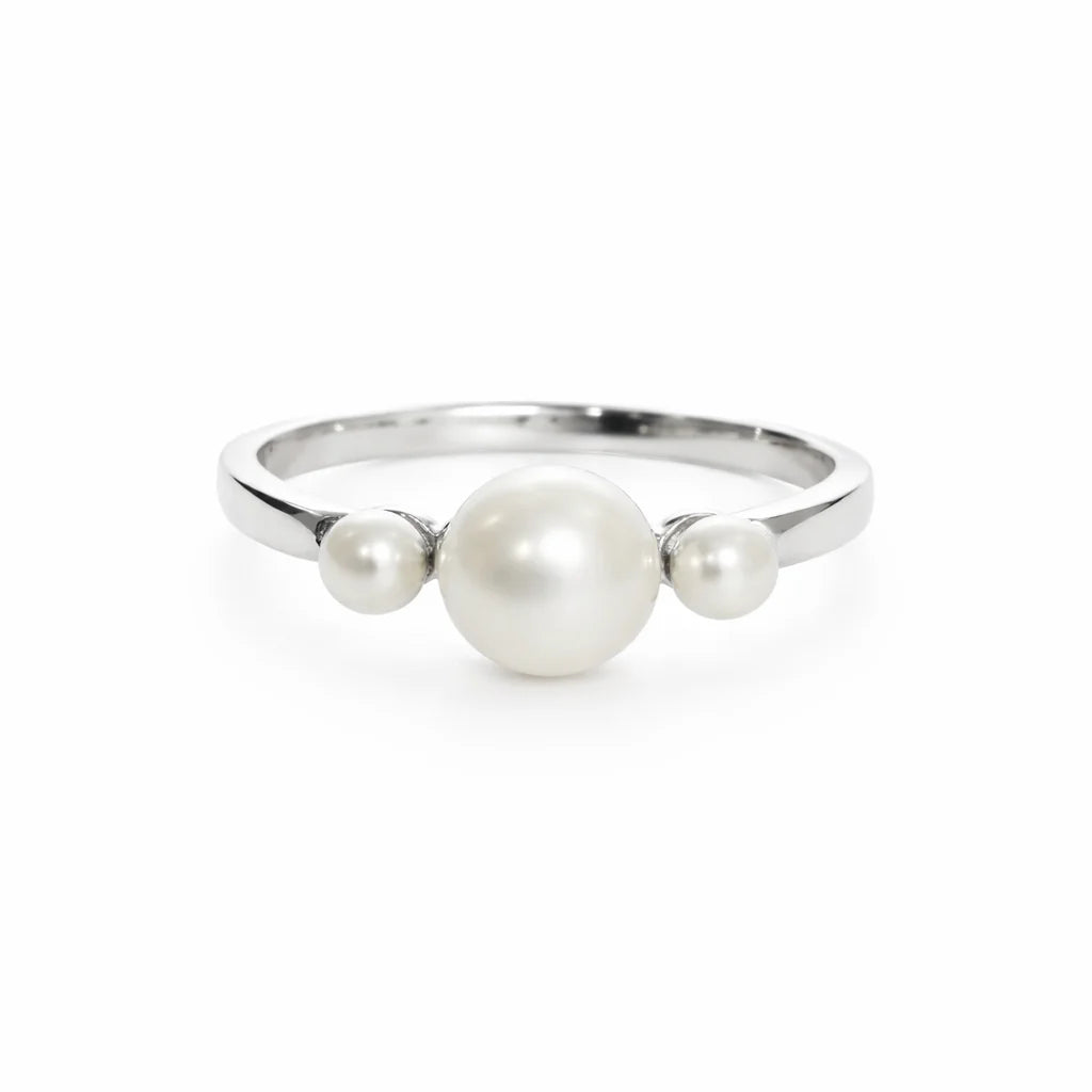 Sølv Ferskvandsperle Trio Ring