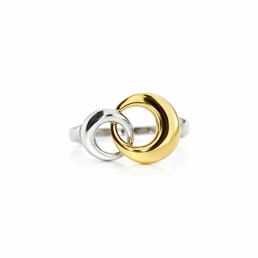 Sølv To-Farvet Cirkel Ring