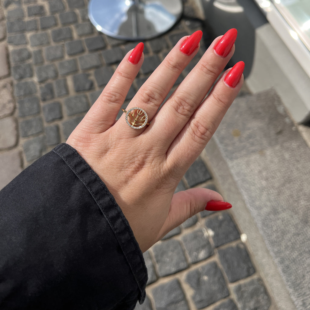 Forgyldt Livets Træ Ring