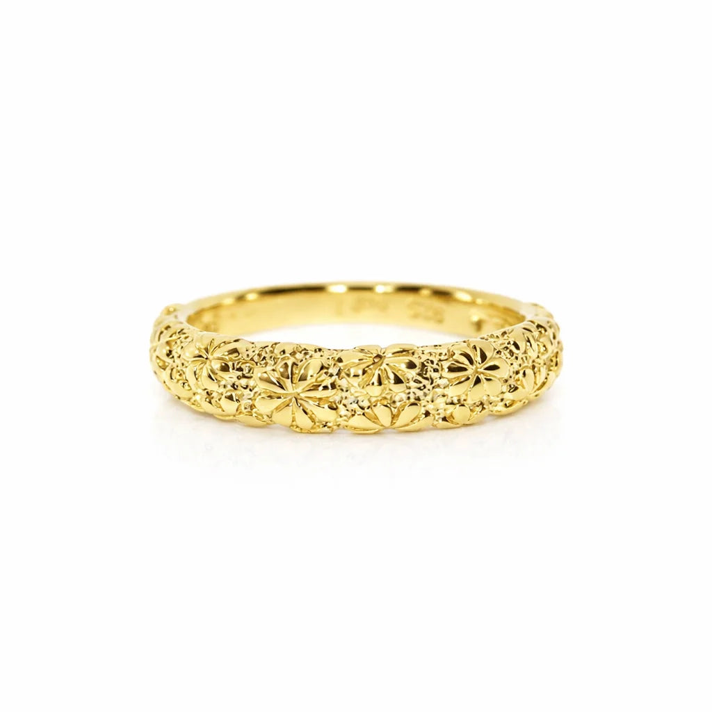 Forgyldt Mat Blomster Ring