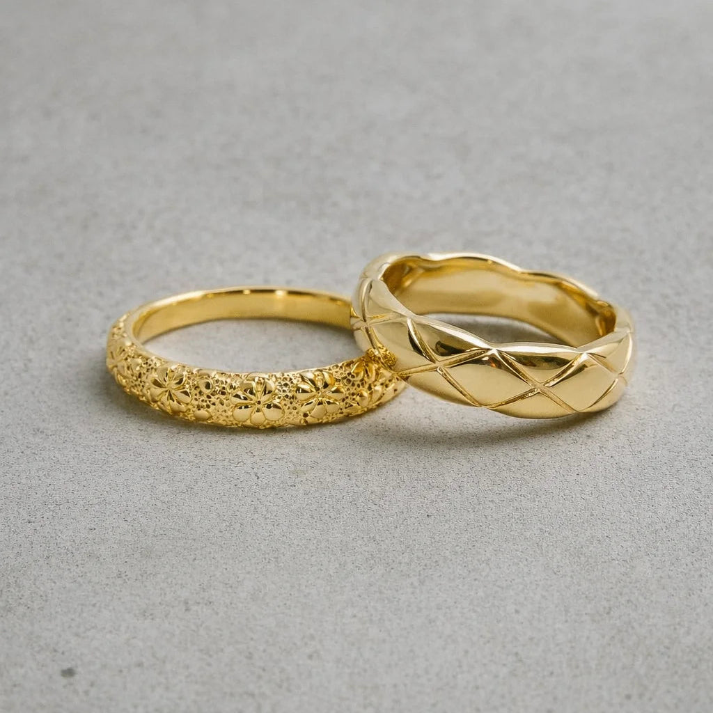 Forgyldt Mat Blomster Ring